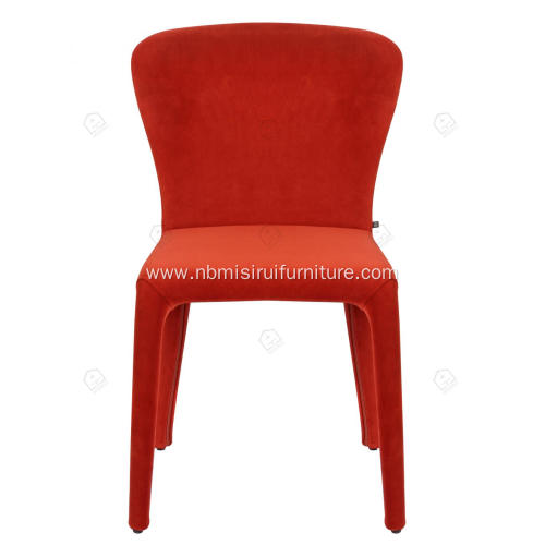 Italian minimalist red leather armrest dining chairs